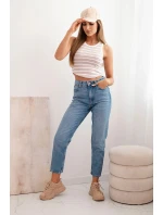 Dámská bavlněná pruhovaná bezrukávová halenka tmavě růžová