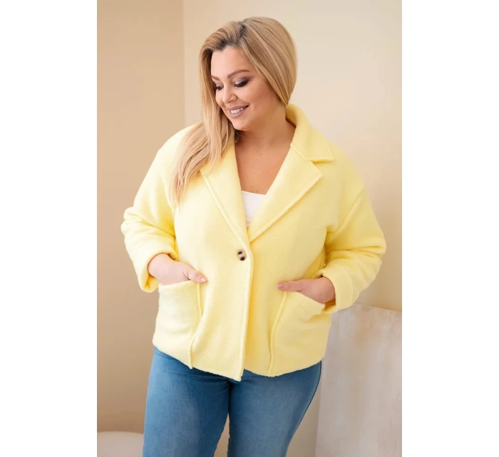 Dámská bunda Plus Size s  a kapsami žlutá model 21908685 - K-Fashion