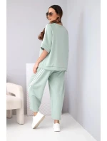 Dámský máslový komplet z viskózy mikina a kalhoty s lampasy tmavě mátová Dámský máslový komplet z viskózy mikina a kalhoty s lampasy tmavě mátová