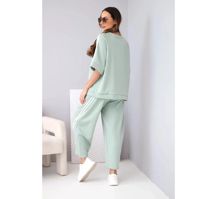Dámský máslový komplet z viskózy mikina a kalhoty s lampasy tmavě mátová Dámský máslový komplet z viskózy mikina a kalhoty s lampasy tmavě mátová