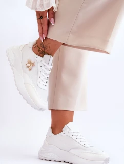 Lesklá sportovní obuv s zdobením Bíle model 21620621 - Boto