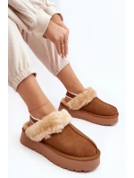 Kožené Semišové Pantofle Dámské Na Platformě S Kožíškem Camel model 21638811 - Boto