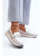 Dámské kožené mokasíny D&A model 21660244 Bílé - S.Barski