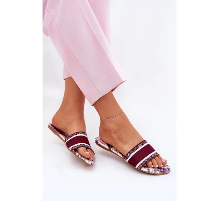 Vzory Ploché Sandály Dámské Bordó model 21689572 - Boto Vzory Ploché Sandály Dámské Bordó model 21689572 - Boto