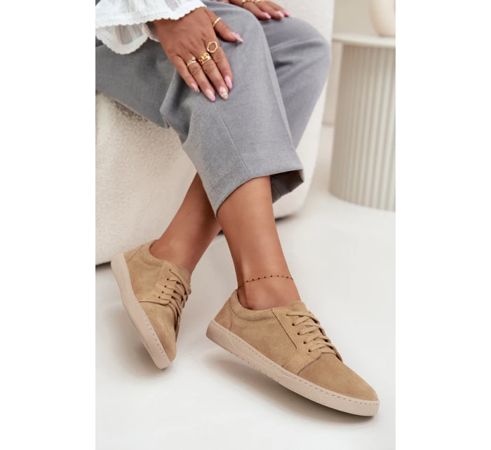 tenisky z přírodního semiše 314 béžové model 21712717 - Zazoo