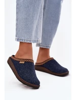 Dámské pantofle s výšivkou model 21725227 tmavě modré - Inblu