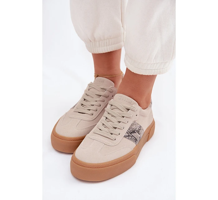 Dámské tenisky s vložkami z kůže Big Star šedé model 22040018 - Big Star Shoes