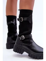 Dámské kotníkové boty s punčochou černé Abroze