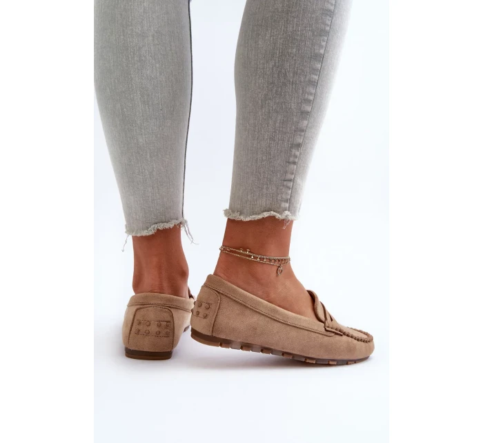 Klasické dámské semišové mokasíny tmavě béžové Glimris Klasické dámské semišové mokasíny tmavě béžové Glimris
