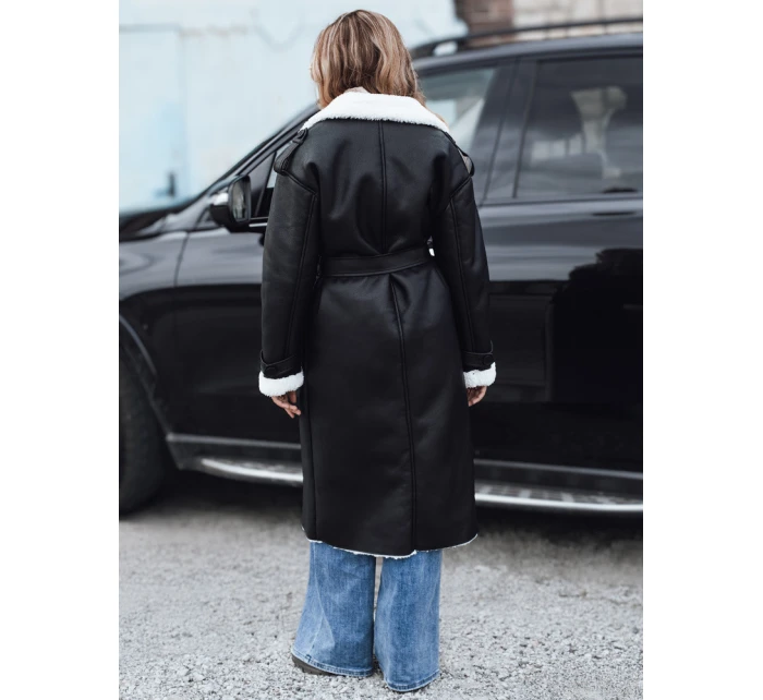 Dámský zimní kabát CHICFROST dlouhý černý kožený FashionStreet TY4991