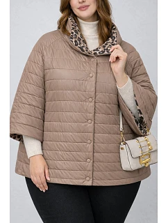 Dwustronna kurtka damska plus size z rękawem 3/4 Goodlookin brązowa/panterka (M6-6308-305)