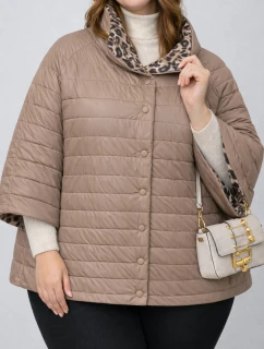 Dwustronna kurtka damska plus size z rękawem 3/4 Goodlookin brązowa/panterka (M6-6308-305)