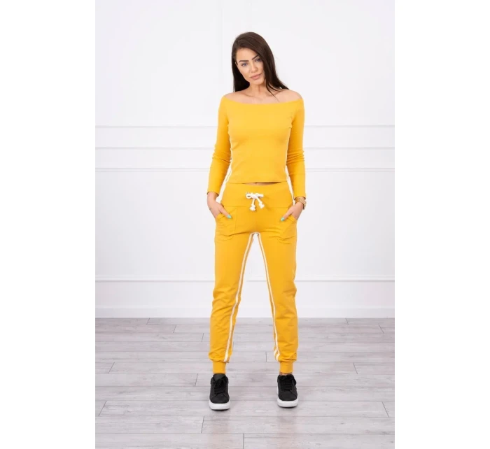 Sada s dvojitými pruhy hořčice+bílá