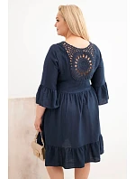 Dámské šaty Plus Size z viskózy s ažurovým zdobením tmavě modrá