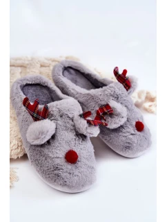 Dámské vánoční kožešinové pantofle se sobí Šedá Claire