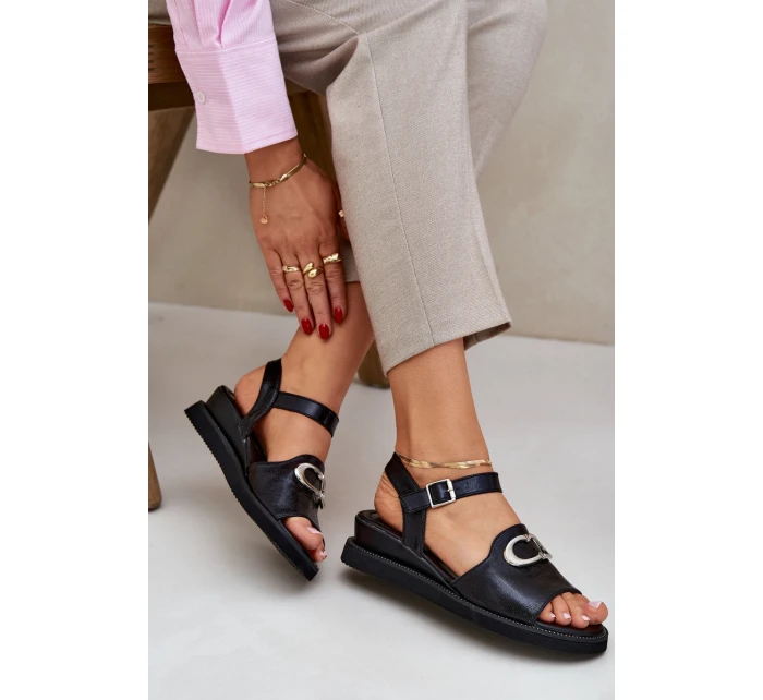 Dámské Sandály Na Klínu S Ozdobou Černé model 21685264 - Boto Dámské Sandály Na Klínu S Ozdobou Černé model 21685264 - Boto