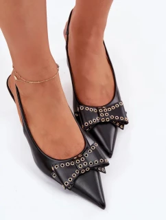 Dámské lodičky na jehlovém podpatku s mašlí Folesca – černé
