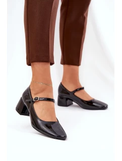 Dámské lodičky na sloupek podpatku 77-554 Černá - C.M Paris