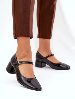 Dámské lodičky na sloupek podpatku 77-554 Černá - C.M Paris