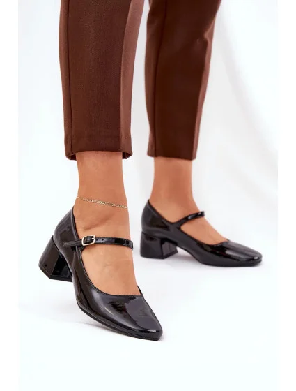 Dámské lodičky na sloupek podpatku 77-554 Černá - C.M Paris