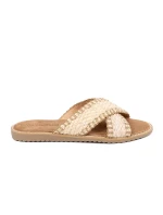 Zajímavé hnědé nazouváky dámské na plochém podpatku Zajímavé hnědé nazouváky dámské na plochém podpatku