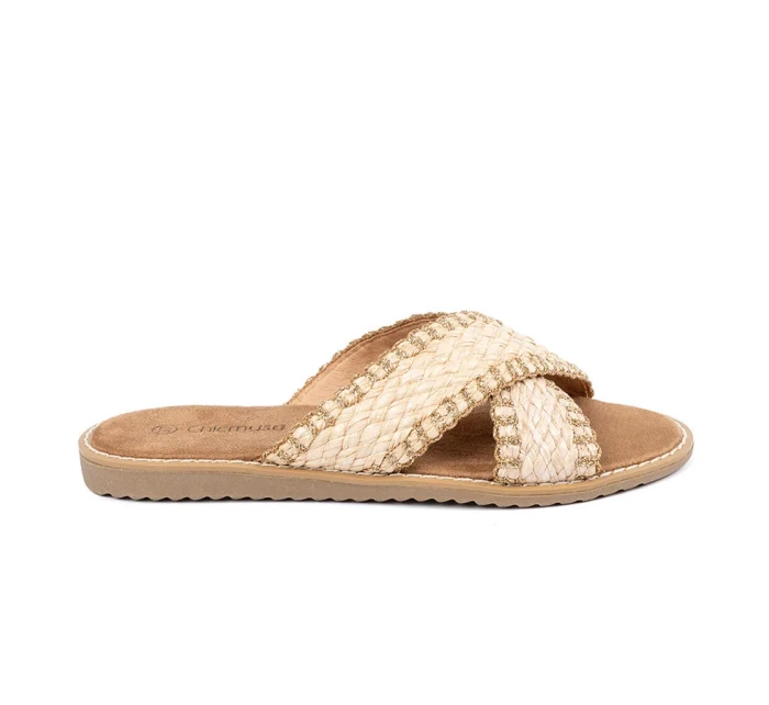 Zajímavé hnědé nazouváky dámské na plochém podpatku Zajímavé hnědé nazouváky dámské na plochém podpatku