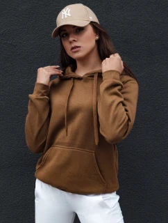 Dámská mikina BASIC s kapucí hnědá FashionStreet BY1328