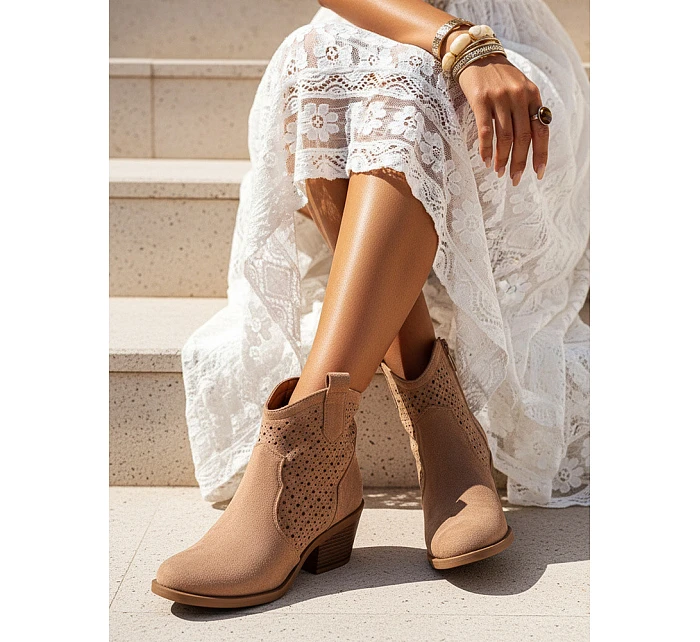 Botki damskie z  na  beżowe model 22042855 - FashionStreet