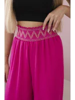 Kalhoty s širokým elastickým pasem fuchsie