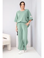 Dámský máslový komplet z viskózy mikina a široké kalhoty světle fialový