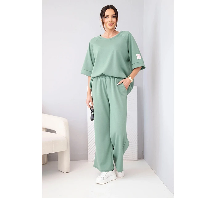 Dámský máslový komplet z viskózy mikina a široké kalhoty světle fialový