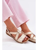 Kožené Dámské Sandály Na Suchý Zip model 21702026 Zlaté - Maciejka