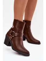 Zateplené dámské kotníkové boty na podpatku s ozdobným hnědé model 21758921 - Boto Zateplené dámské kotníkové boty na podpatku s ozdobným hnědé model 21758921 - Boto