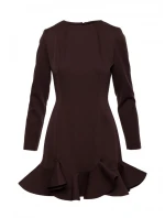 model 21296135 Šaty s volánkovým lemem hnědé - Moe