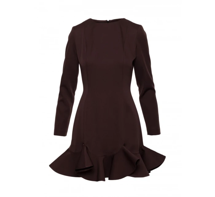 model 21296135 Šaty s volánkovým lemem hnědé - Moe