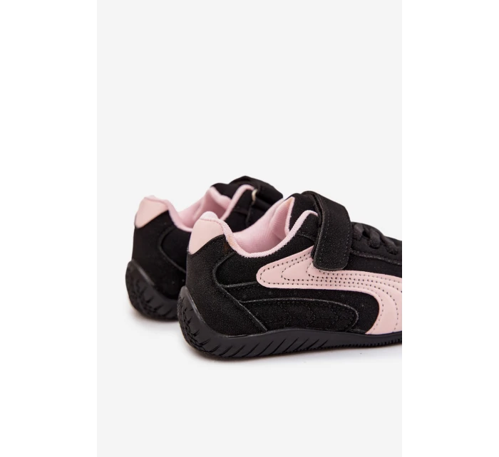 Dětské sportovní boty na suchý zip Perrin – černo-růžové