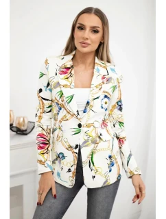Bavlněné sako 30777 s potiskem ecru - Kesi