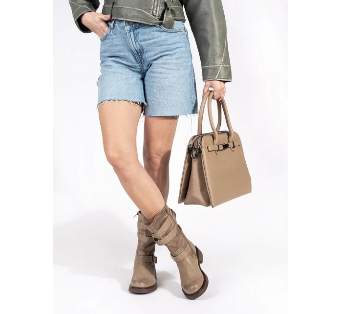 Trendy hnědé dámské kotníčkové boty na širokém podpatku Trendy hnědé dámské kotníčkové boty na širokém podpatku