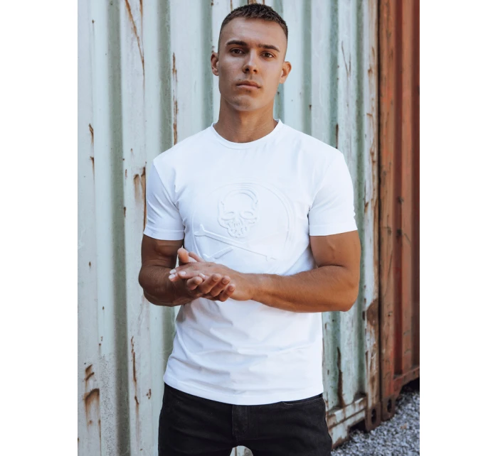 Pánské bílé tričko s potiskem FashionStreet RX5577