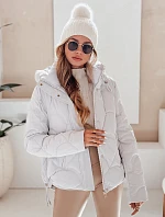 Dámská zimní bunda LOVEWARM krátká prošívaná s kapucí bílá FashionStreet TY5042