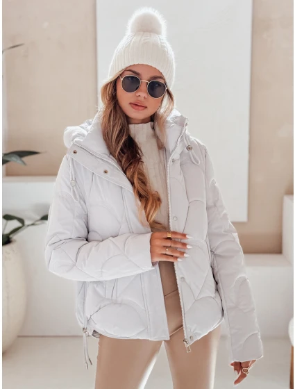 Dámská zimní bunda LOVEWARM krátká prošívaná s kapucí bílá FashionStreet TY5042
