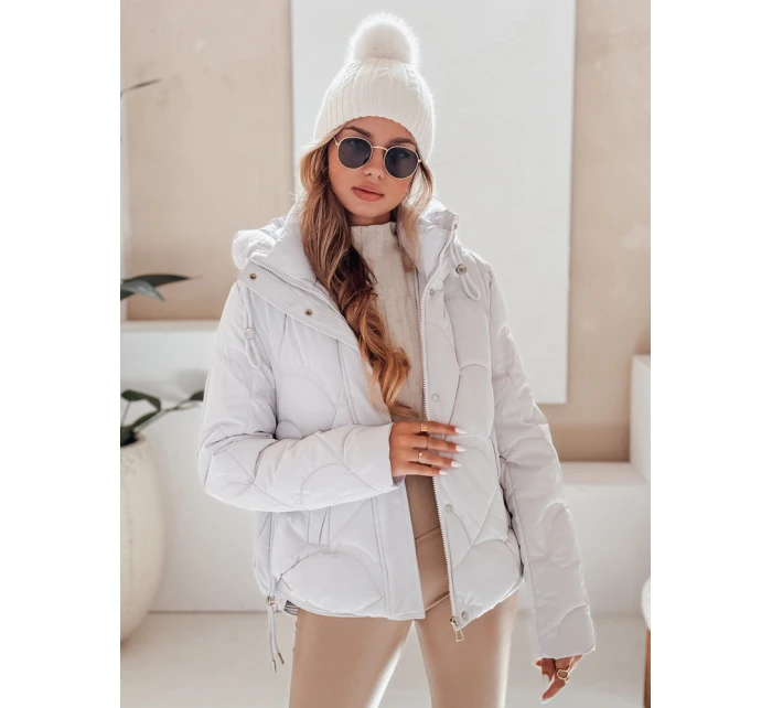 Dámská zimní bunda LOVEWARM krátká prošívaná s kapucí bílá FashionStreet TY5042