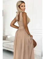 362-6 JUSTINE Dlouhé šaty s výstřihem a kosticemi - BEACH 362-6 JUSTINE Dlouhé šaty s výstřihem a kosticemi - BEACH