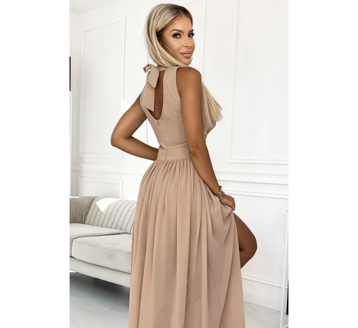 362-6 JUSTINE Dlouhé šaty s výstřihem a kosticemi - BEACH 362-6 JUSTINE Dlouhé šaty s výstřihem a kosticemi - BEACH