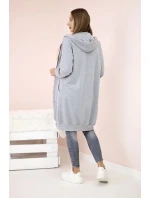 Dámská delší mikina s kapucí a zipem šedý