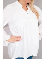Dámská viskózová halenka Plus Size s model 22043156 rukávem a výstřihem do V bílá - K-Fashion