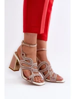 Dámské zdobené sandály na podpatku D&A model 21660315 růžové - S.Barski Dámské zdobené sandály na podpatku D&A model 21660315 růžové - S.Barski