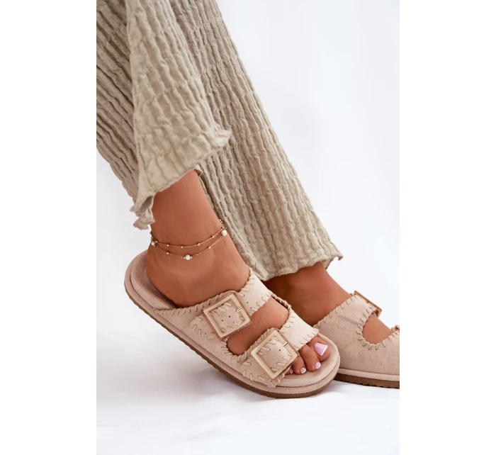 Dámské Sandály S Přezkami A Dekorativním Obšitím Béžové Visley Dámské Sandály S Přezkami A Dekorativním Obšitím Béžové Visley