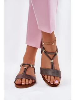 Dámské Plné Sandály S Pásky model 21698234 Grafitové - S.Barski