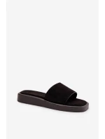 Dámské Pantofle Na Platformě Z Eko Semiše Černé model 21703770 - Boto Dámské Pantofle Na Platformě Z Eko Semiše Černé model 21703770 - Boto